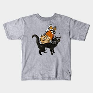 Black Monarch Flitter Kitty Kids T-Shirt